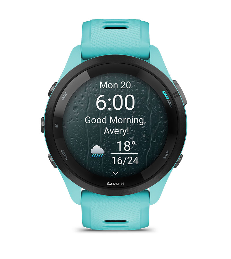 Montre de triathlon Garmin Forerunner 265 music turquoise